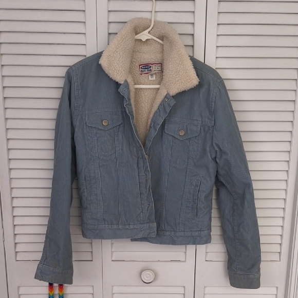 Vintage Old Navy Light Blue Sherpa Collar Denim Jacket - Picture 1 of 5